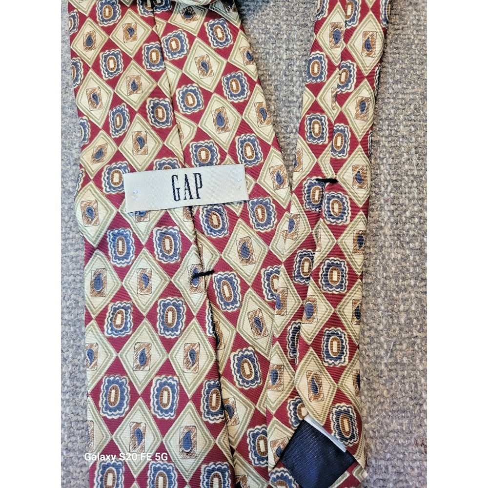 Mens Y2K 90's VTG Gap 100% Silk Geometric Necktie Preppy Ivy League Academia